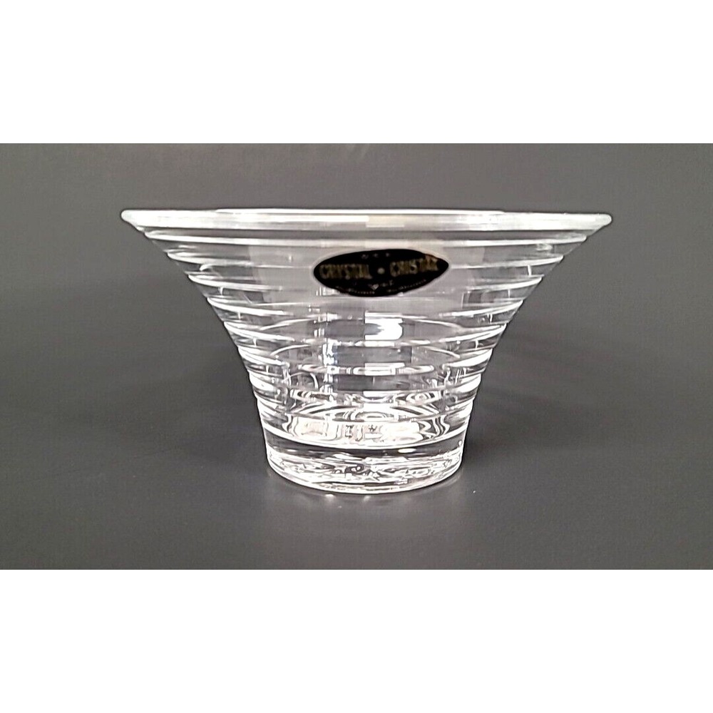Tiered Lead Crystal Deplomb Clear Glass Votive Candle Holder USA 4.5" Dia.